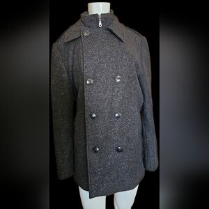 Hechter Men's Size Small Wool Blend Zippered Button Up Coat